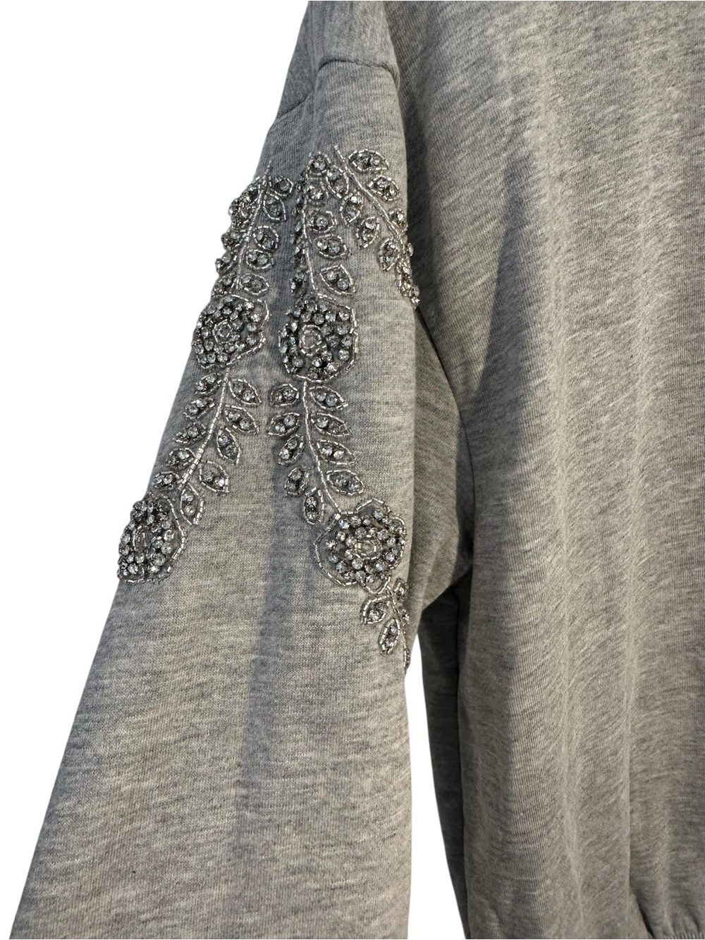 Rhinestone Embellished Lizette Collection Crewneck Sweater - Gray - Picture 14 of 15